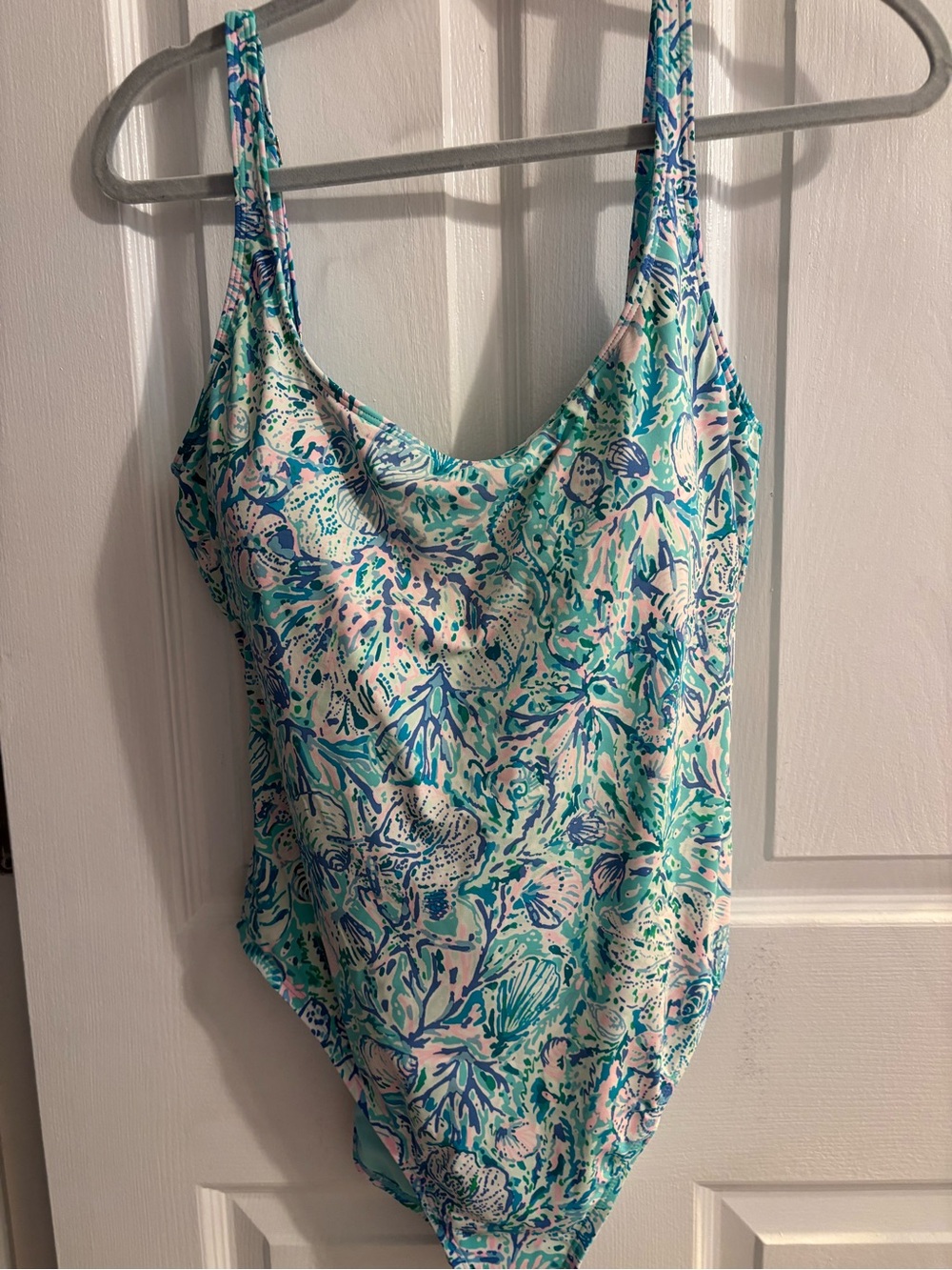 Lilly Pulitzer ladies soleil it on me Sea-Print One-Piece Swimsuit - Blue & Pink